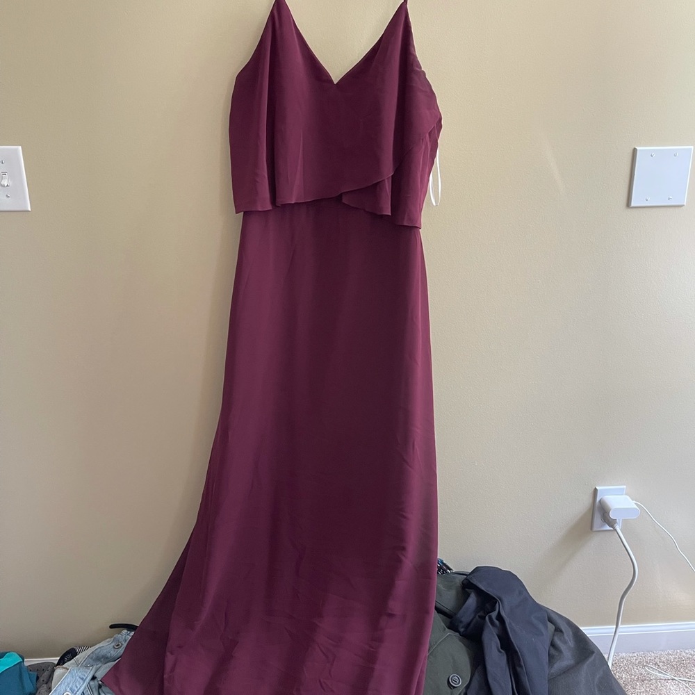 Wine colored full length beautiful dress. Worn once. Size 14